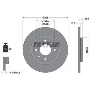 Disque de frein TEXTAR 92089103 avant, plein, 1 pièce pas cher