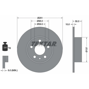 Disque de frein TEXTAR 92046903 arrière, plein, 1 pièce pas cher