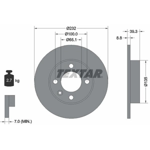 Disque de frein TEXTAR 92098203 arrière, plein, 1 pièce pas cher