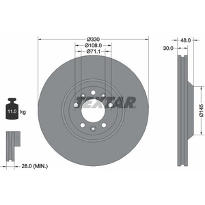 TEXTAR Disques de frein pour PEUGEOT: 407, 607 & CITROËN: C6, C5 (Ref: 92129503) pas cher