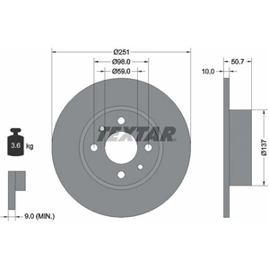 Disque de frein TEXTAR 92034203 arrière, plein, 1 pièce pas cher