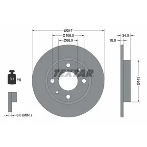 Disque de frein TEXTAR 92029803 avant, plein, 1 pièce pas cher