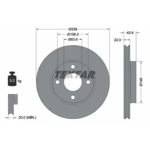 Disque de frein TEXTAR 92096200, avant, ventilé , 1 pièce pas cher