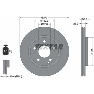 Disque de frein TEXTAR 92124503 avant, ventilé, 1 pièce pas cher