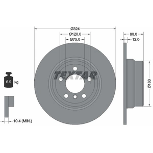 Disque de frein TEXTAR 92107403 arrière, plein, 1 pièce pas cher