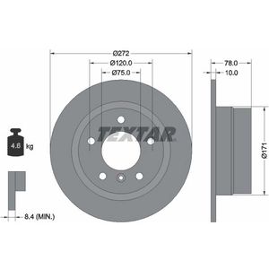 Disque de frein TEXTAR 92072303 arrière, plein, 1 pièce pas cher