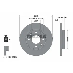 Disque de frein TEXTAR 92092803 avant, plein, 1 pièce pas cher
