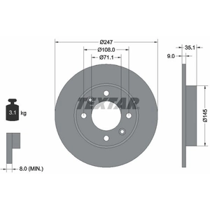 Disque de frein TEXTAR 92111703 arrière, plein, 1 pièce pas cher
