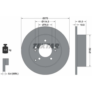 TEXTAR Disques de frein pour KIA: Carens (Ref: 92185803) pas cher