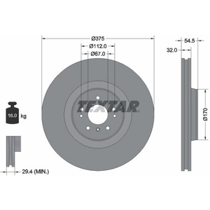 Disque de frein TEXTAR 92176603 avant, ventilé, 1 pièce pas cher