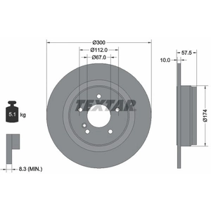 Disque de frein TEXTAR 92163303 arrière, plein, 1 pièce pas cher
