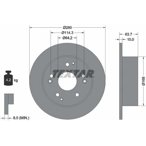 Disque de frein TEXTAR 92169703 arrière, plein, 1 pièce pas cher