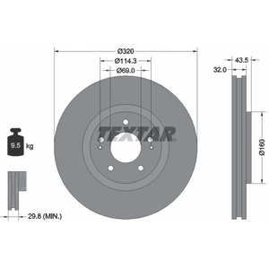 TEXTAR Disques de frein pour MITSUBISHI: Lancer (Ref: 92169903) pas cher