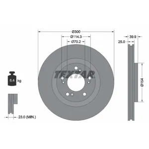 Disque de frein TEXTAR 92177803 avant, ventilé, 1 pièce