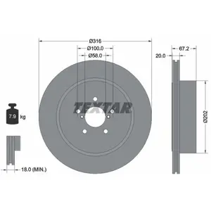 Disque de frein TEXTAR 92173703 arrière, ventilé, 1 pièce pas cher