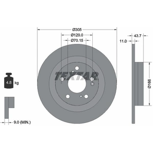 Disque de frein TEXTAR 92308403 arrière, plein, 1 pièce pas cher