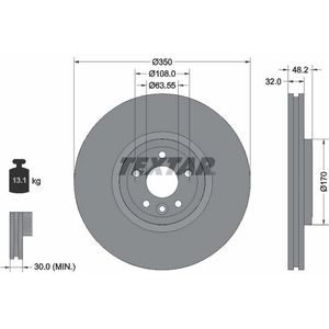 Disque de frein TEXTAR 92308205 avant, ventilé, à haute teneur en carbone, 1 pièce