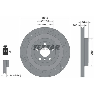Disque de frein TEXTAR 92307905 arrière, ventilé, perforé, à haute teneur en carbone, 1 pièce pas cher