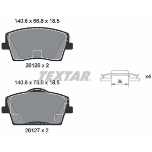 Kit de plaquettes de frein, frein à disque 2612601 Textar 2612601 pas cher