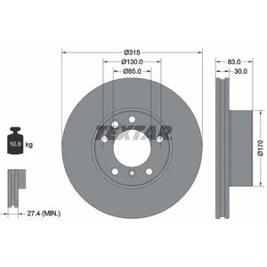 Disque de frein TEXTAR 92304905 avant, ventilé, à haute teneur en carbone, 1 pièce pas cher