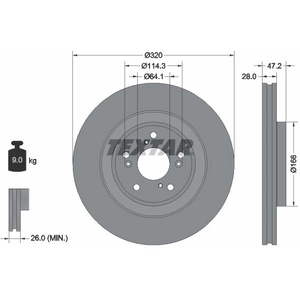 Disque de frein TEXTAR 92306203 avant, ventilé, 1 pièce pas cher