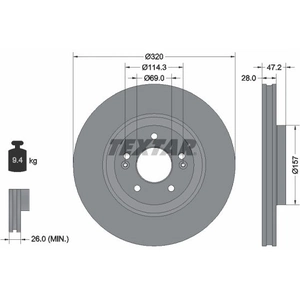 Disque de frein TEXTAR 92306303 avant, ventilé, 1 pièce pas cher