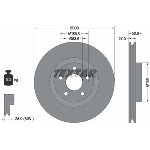 TEXTAR Disques de frein pour FORD: Focus, Kuga & G.M.E.: Rascal (Ref: 92306703) pas cher
