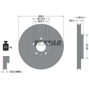 Disque de frein TEXTAR 92305505 avant, ventilé, à haute teneur en carbone, 1 pièce pas cher