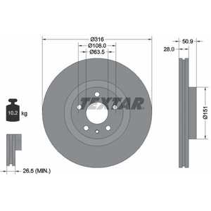 Disque de frein TEXTAR 92309603 avant, ventilé, 1 pièce pas cher