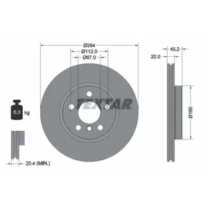 Disque de frein TEXTAR 92273105 avant, ventilé, à haute teneur en carb... pas cher