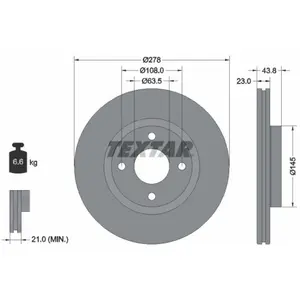 Disque de frein TEXTAR 92303203 avant, ventilé, 1 pièce pas cher