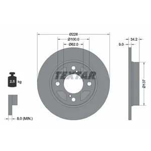 Disque de frein TEXTAR 92303603 arrière, plein, 1 pièce pas cher