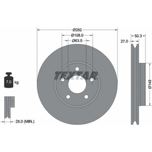 TEXTAR Disques de frein pour FORD: Focus & G.M.E.: Rascal (Ref: 92303405) pas cher