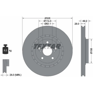 TEXTAR Disques de frein pour LEXUS: RX, NX & TOYOTA: RAV4, Sienna (Ref: 92259405) pas cher