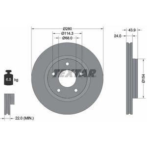 TEXTAR Disques de frein pour NISSAN: Juke, Tiida, Pulsar (Ref: 92232205) pas cher