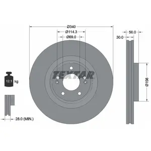 Disque de frein TEXTAR 92342803 avant, ventilé, 1 pièce pas cher