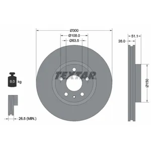 TEXTAR Disques de frein pour FORD: Mondeo (Ref: 92268605) pas cher
