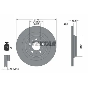 Disque de frein TEXTAR 92343303 arrière, ventilé, 1 pièce pas cher