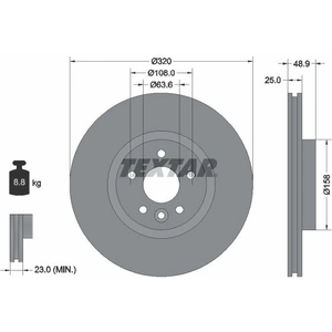 Disque de frein TEXTAR 92282105 avant, ventilé, à haute teneur en carbone, 1 pièce pas cher