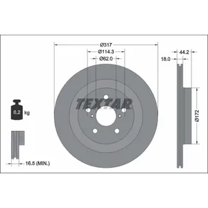 Disque de frein TEXTAR 92343103 arrière, ventilé, 1 pièce pas cher