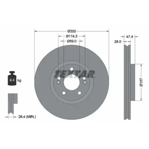 Disque de frein TEXTAR 92237805 avant, ventilé, à haute teneur en carbone, 1 pièce pas cher