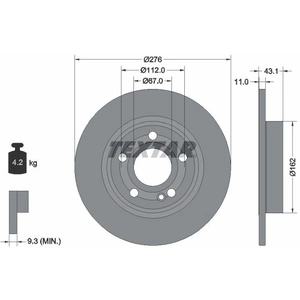 Disque de frein TEXTAR 92316803 arrière, plein, 1 pièce pas cher