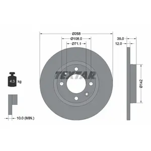 Disque de frein TEXTAR 92325903 arrière, plein, 1 pièce pas cher