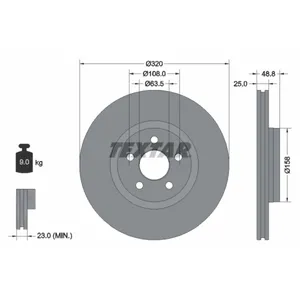 Disque de frein TEXTAR 92326103 ventilé, 1 pièce pas cher