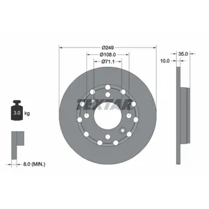Disque de frein TEXTAR 92325803 arrière, plein, 1 pièce pas cher