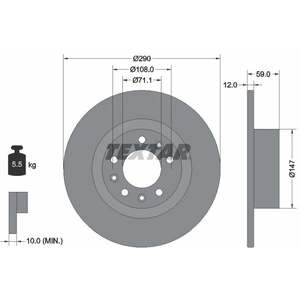 Disque de frein TEXTAR 92313603 arrière, plein, 1 pièce pas cher