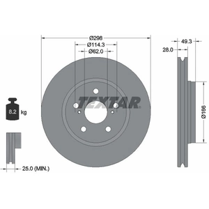TEXTAR Disques de frein pour TOYOTA: Corolla, C-HR (Ref: 92315703) pas cher