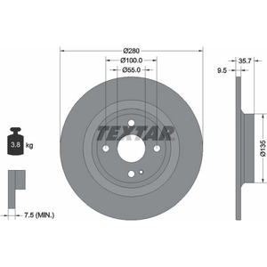 Disque de frein TEXTAR 92320003 arrière, plein, 1 pièce pas cher