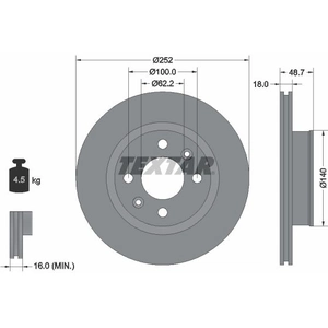 TEXTAR Disques de frein pour KIA: Picanto & HYUNDAI: i10 (Ref: 92196503) pas cher