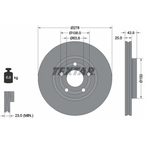 Disque de frein TEXTAR 92327503 avant, ventilé, 1 pièce pas cher